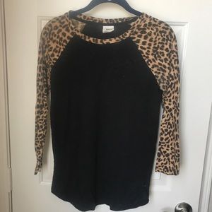 “PINK” Leopard & Black Baseball Tee